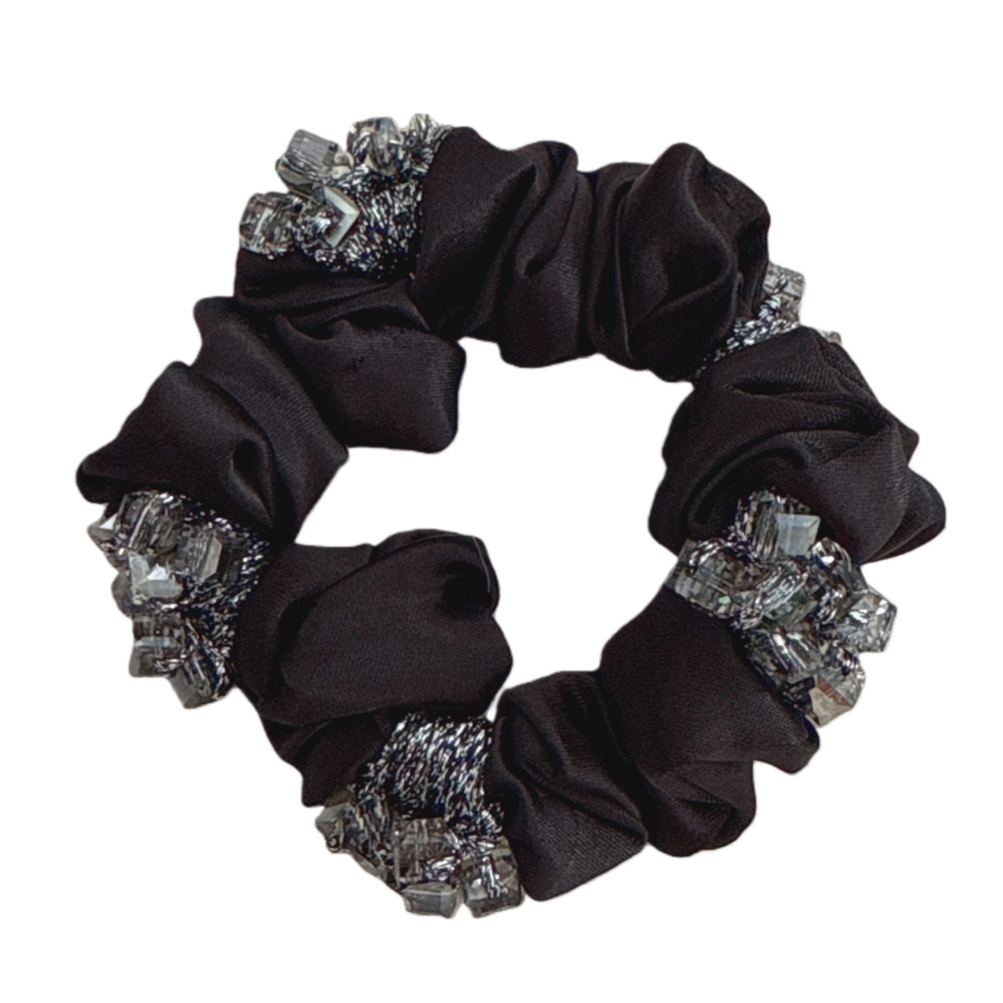 Women Minimalist Crystal Fabric Hair Tie For Ponytails Solid Pink Blue Black