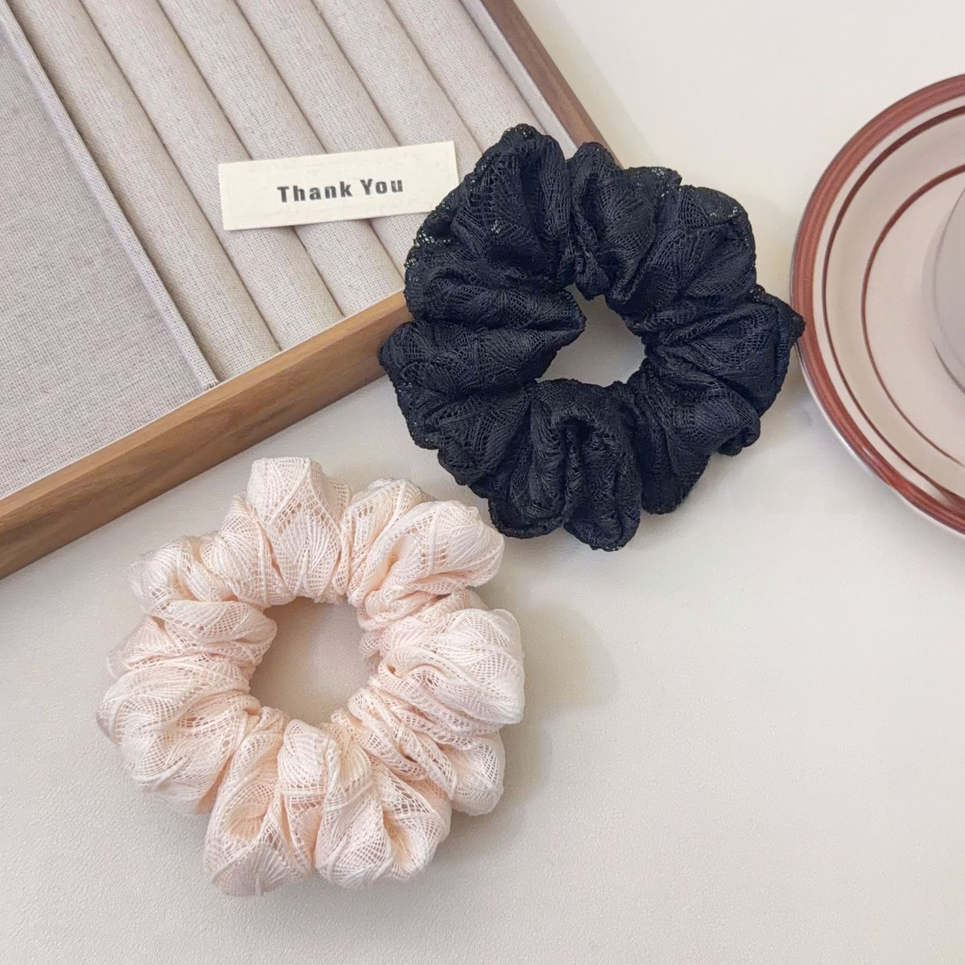 Women's Elegant Lace Hair Tie For Comfortable Styling Solid Black