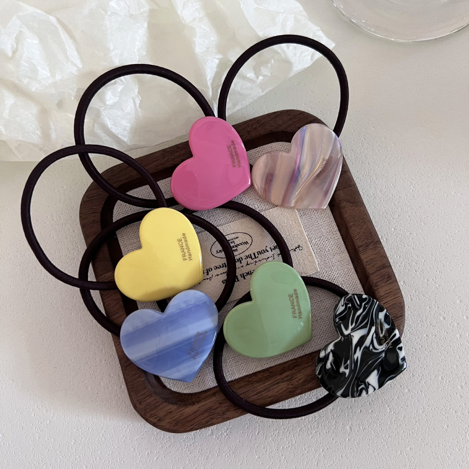 Women's All-Season Acetate Elastic Hairband Colorful Heart Shaped