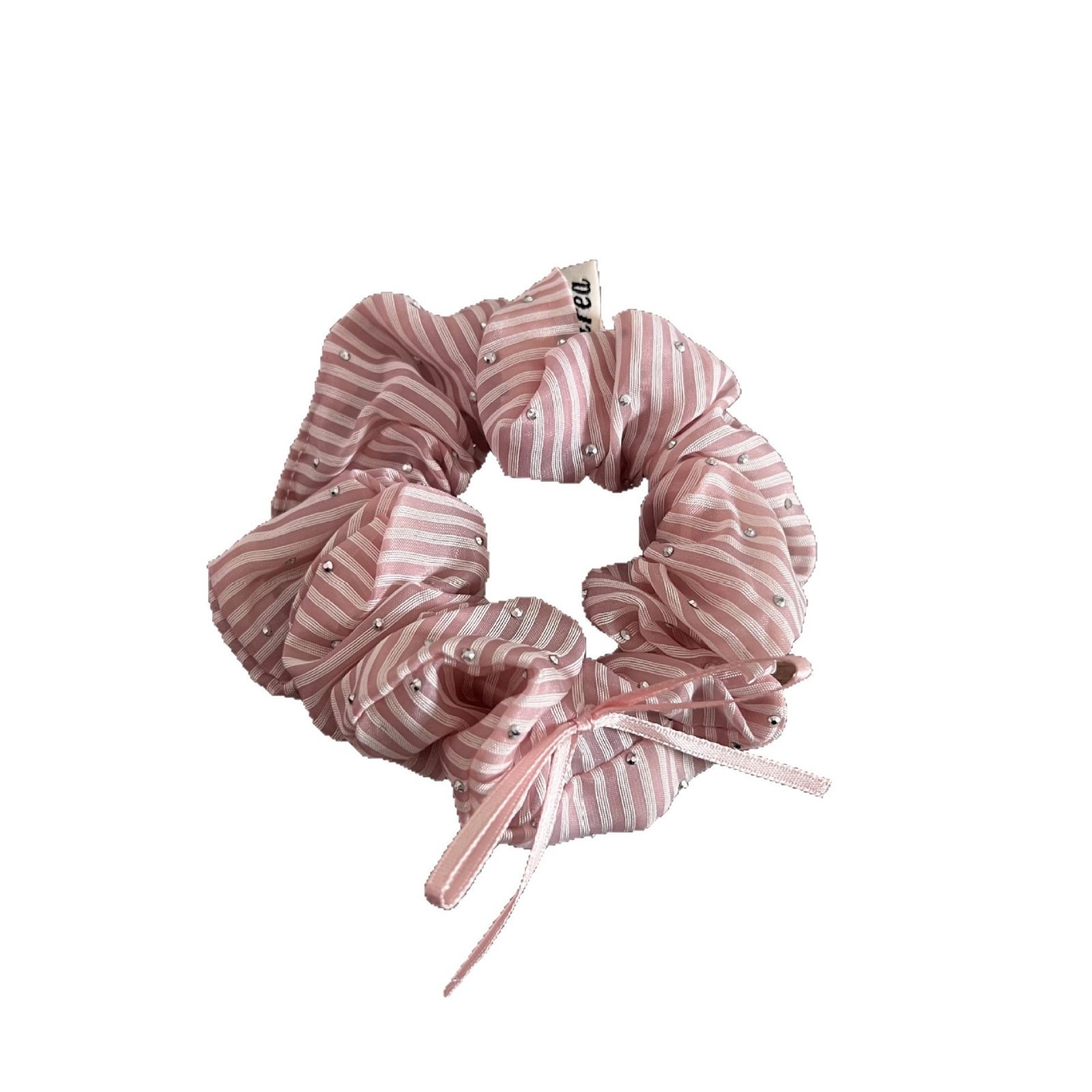 Women's Summer Sparkling Rhinestone Cloth Hair Tie Striped Bowknot