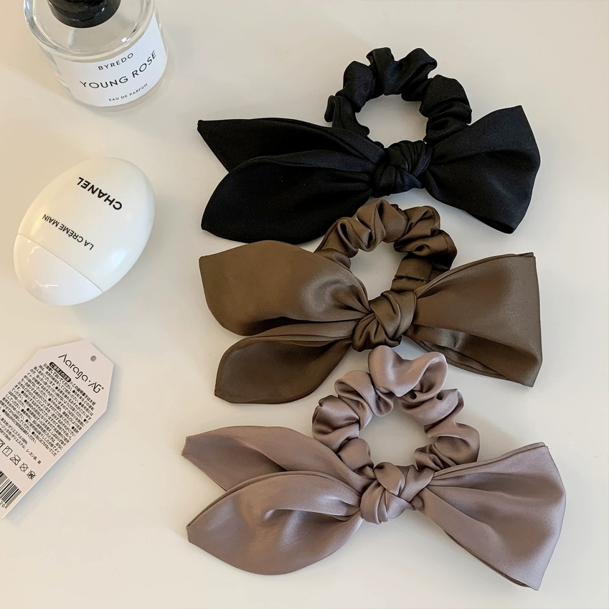 Women's French Satin Butterfly Knot Hair Ties Daily Wear Solid Color