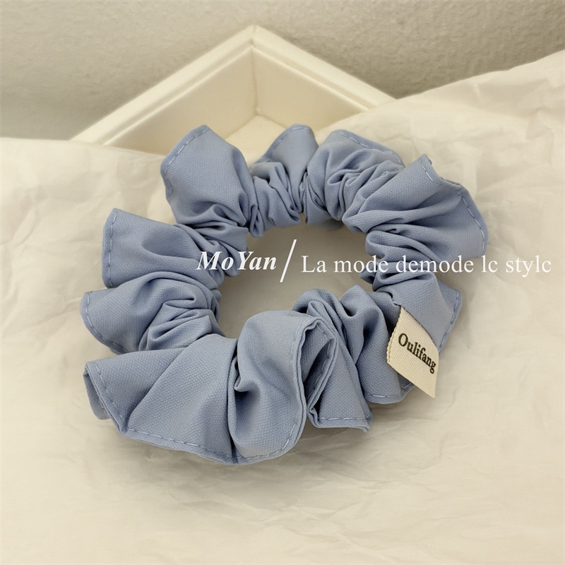 Women's All Season Cloth Hair Scrunchies Blue White Checkered Plaid