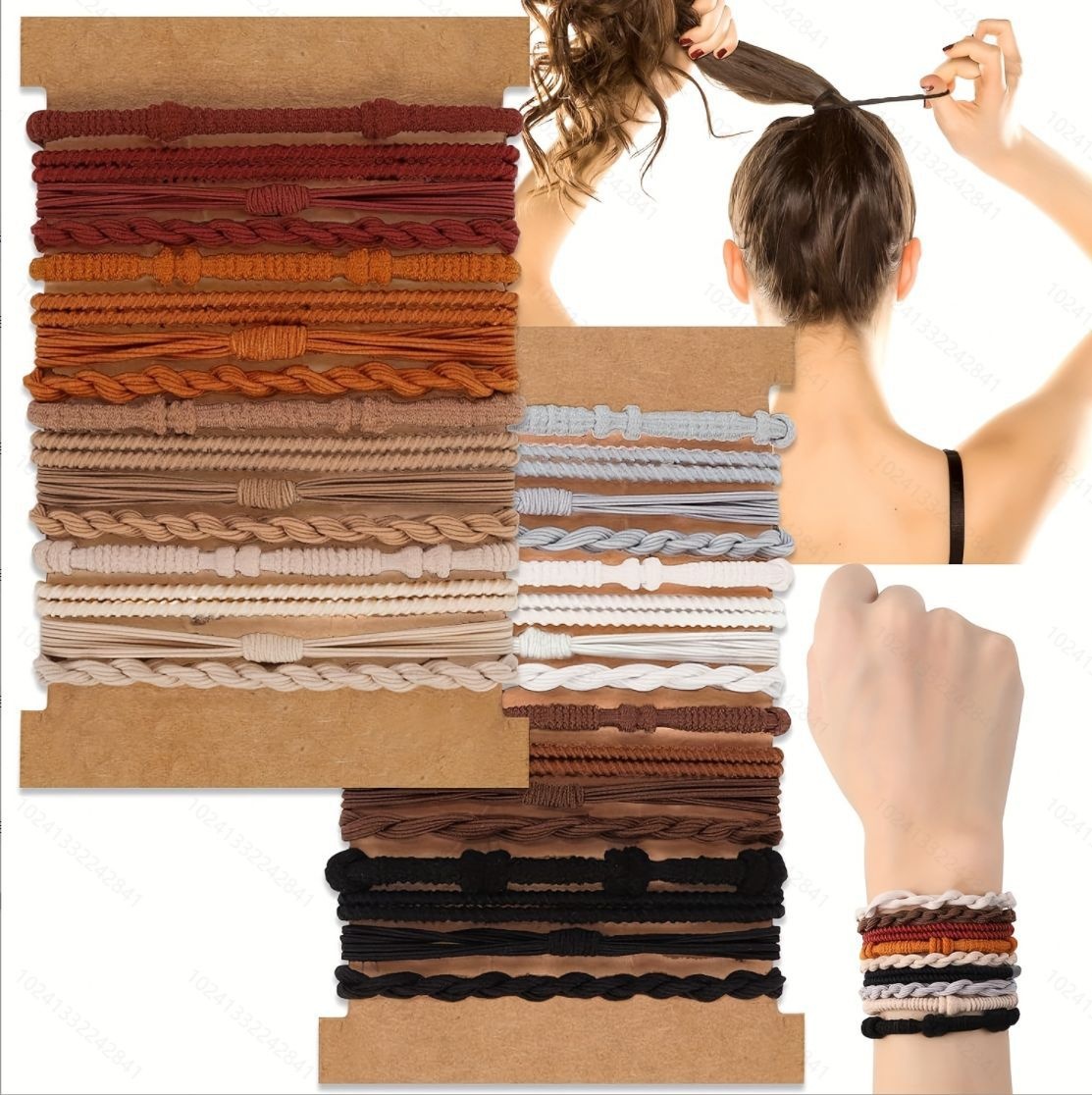 Women Girls Elastic Nylon Bamboo Knot Hair Ties Bohemian Floral Print