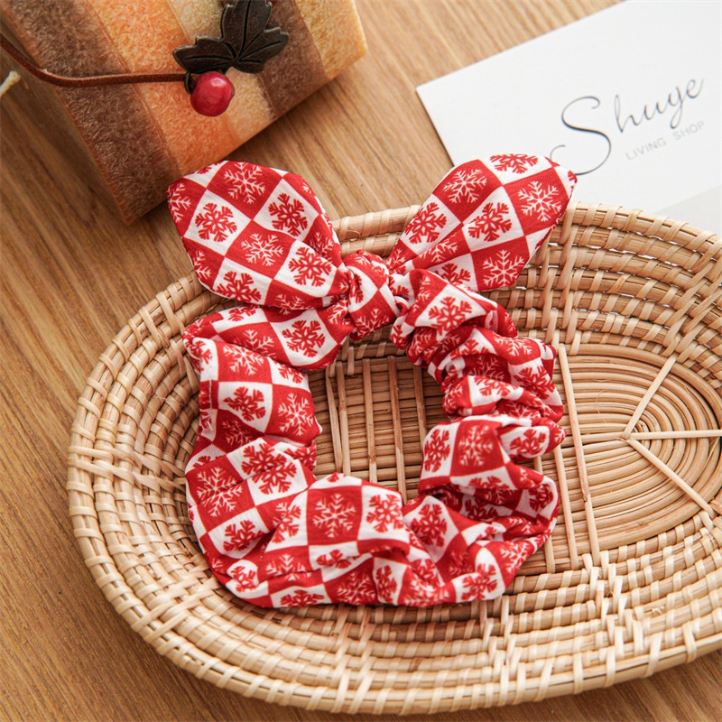 Women's Retro Handmade Christmas Hair Tie Festive Polka Dot Scrunchie