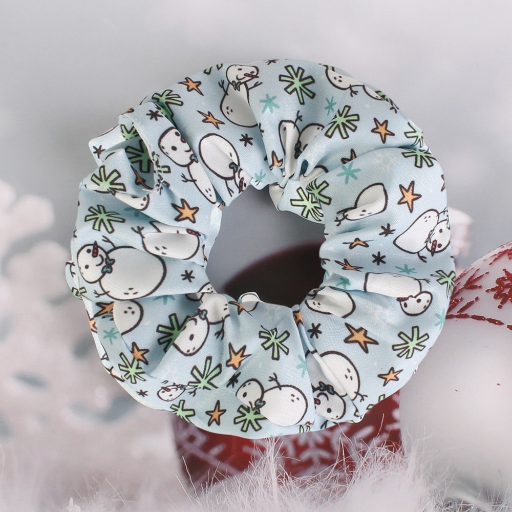 Women's Polyester Scrunchie Hair Tie For High Ponytail Christmas Floral Print