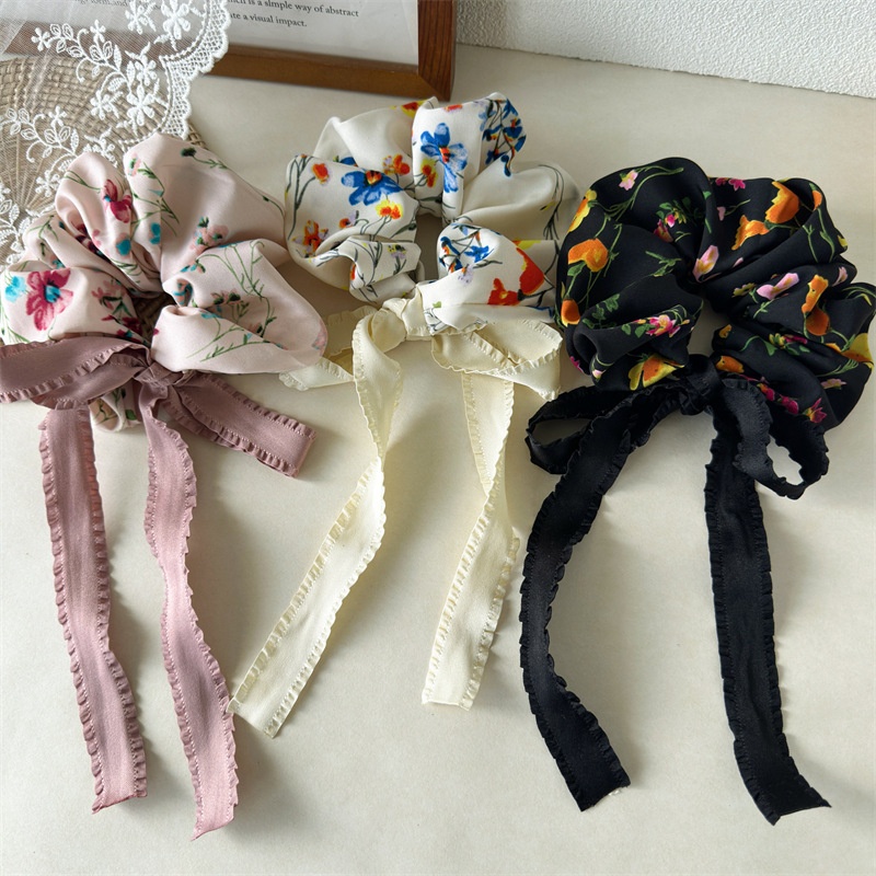 Women's Everyday Fabric Scrunchie Hair Tie Floral Bow Knot Pattern