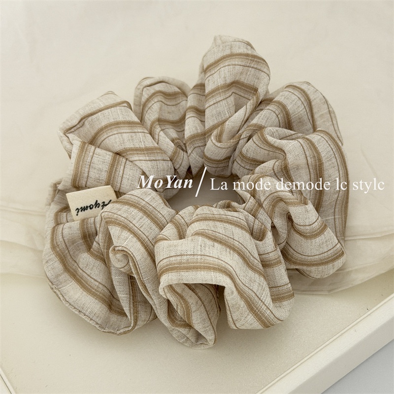 Women's Soft Cloth Daily Hair Tie Scrunchie Beige Solid Color