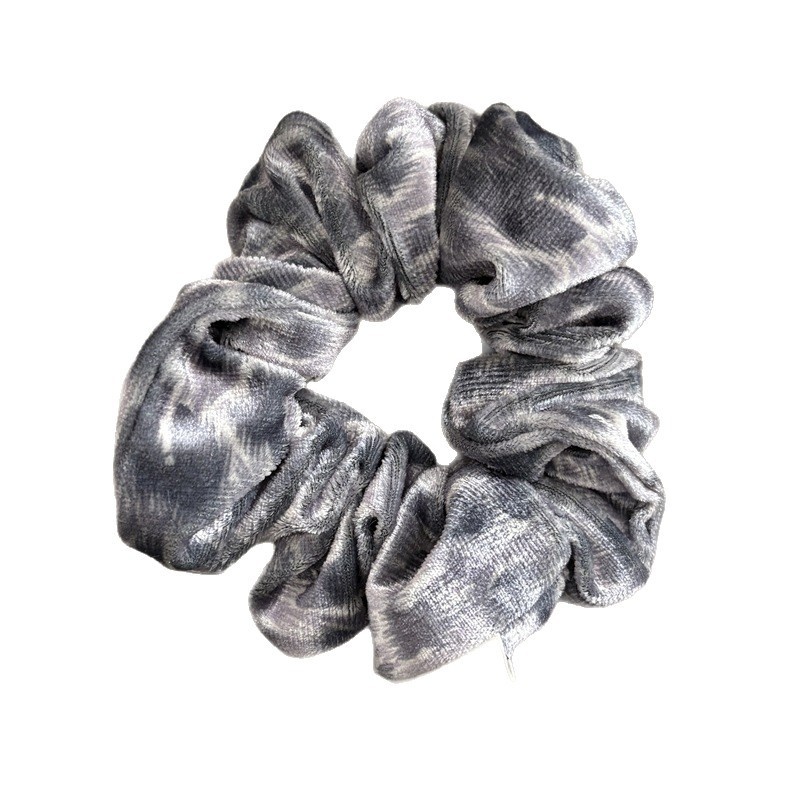 Women's Spring Retro Velvet Hair Tie Scrunchie Purple Leopard Print