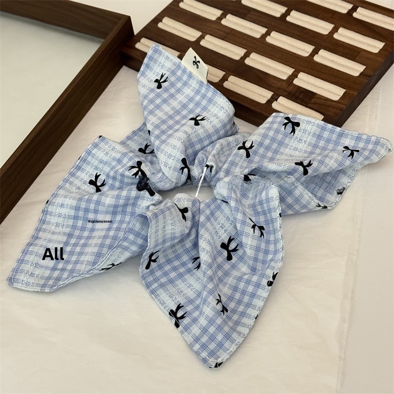 Women's New Style Plaid Cloth Bow Tie Scrunchie Hair Tie