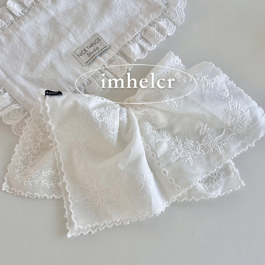 Women's Fairy Style Cotton Hair Tie White Delicate Lace Embroidery