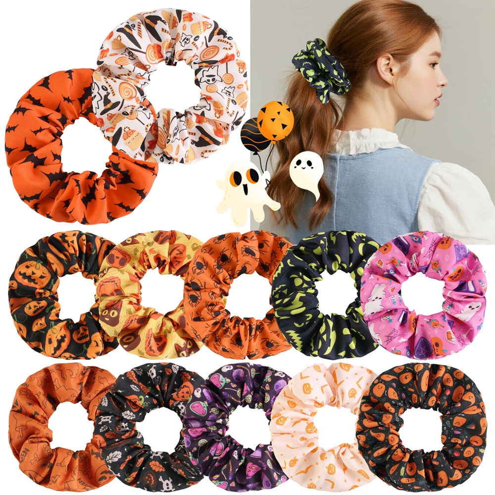 Women's Velvet Christmas Bow Hair Ties 12 Colors Santa Snowflake Patterns