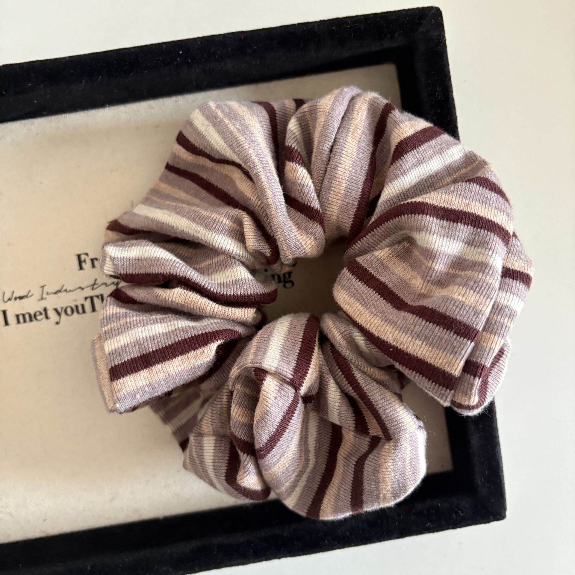 Women's Preppy Striped Knit Hair Tie Color Block Black & White