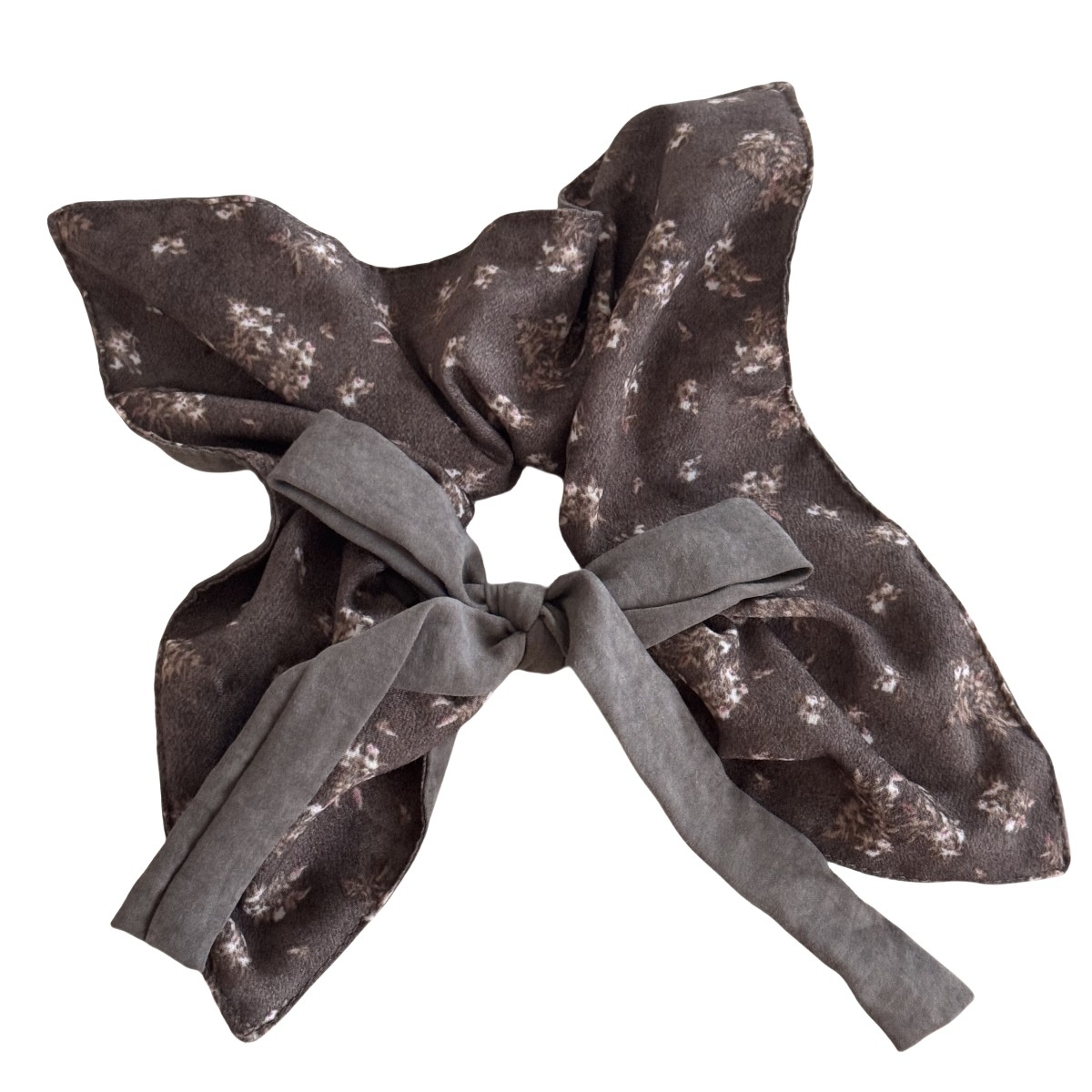 Women's Square Scarf Elastic Hairband AB Side Ditsy Floral Bow Hair Tie