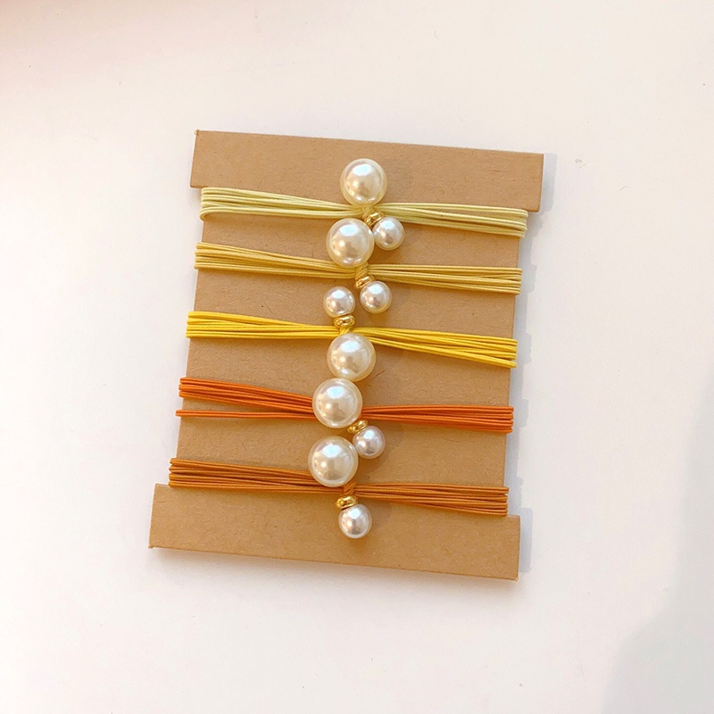 Women's Handmade Pearl Hair Ties Elastic Polyester Daily Bands Graduated Color