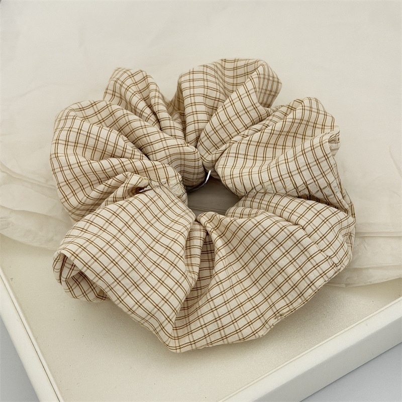 Women's Spring Summer Cloth Hair Tie Accessories Red Green Khaki Plaid