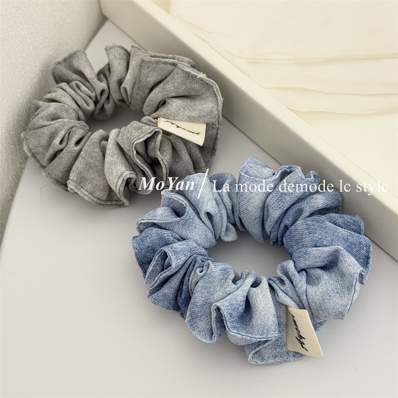 Women's Simple Soft Cloth Spring Scrunchie Hair Tie Grey Blue Tie Dye