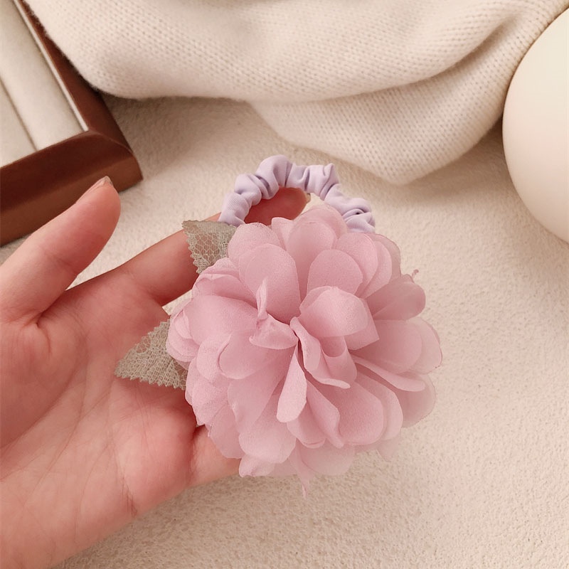 Women's Handmade Spring Ponytail Scrunchie Large Magnolia Flower