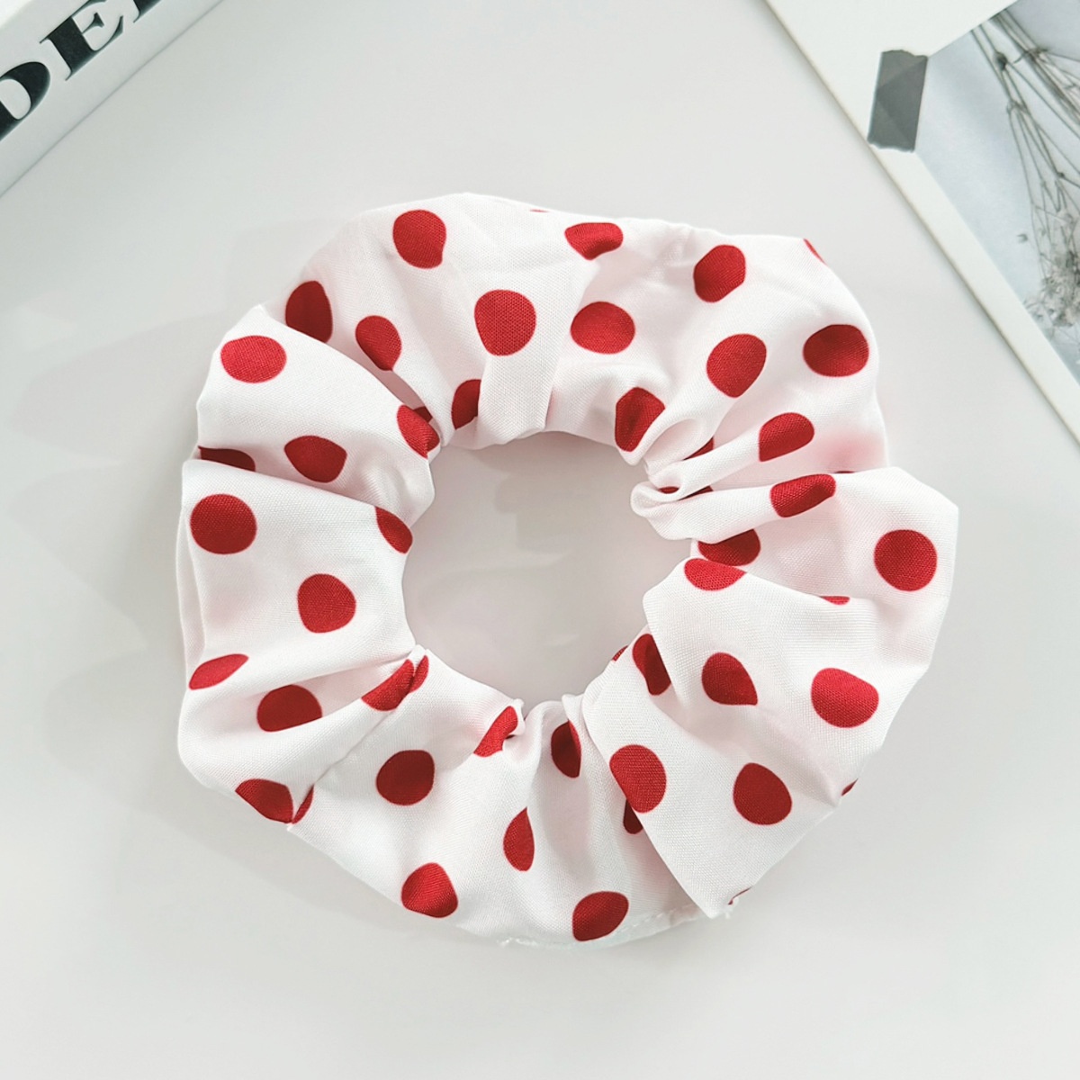 Women's All-Season High Elastic Fabric Hair Tie Minimalist Polka Dots