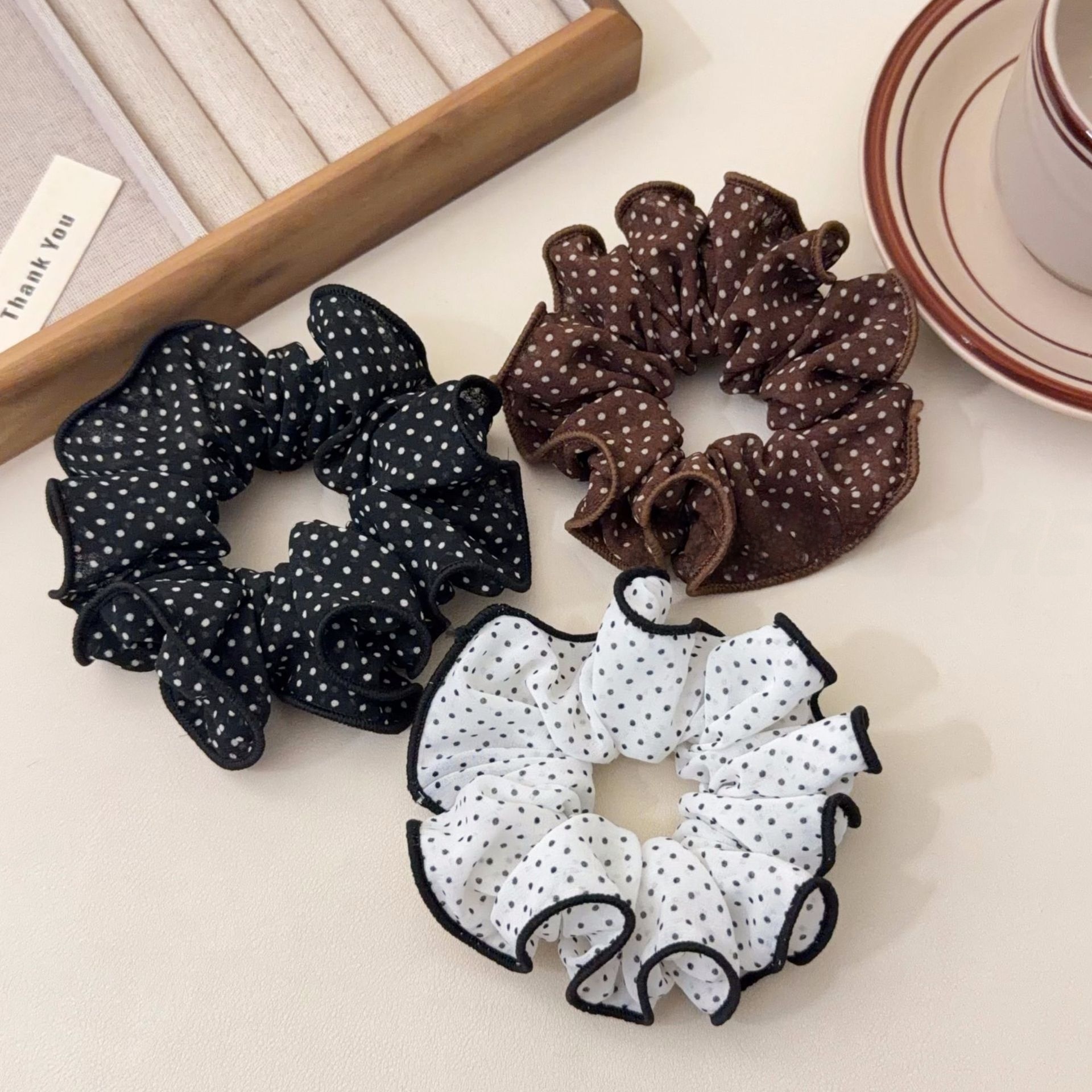 Women's Spring Casual Cloth Hair Tie Scrunchie Classic Polka Dots