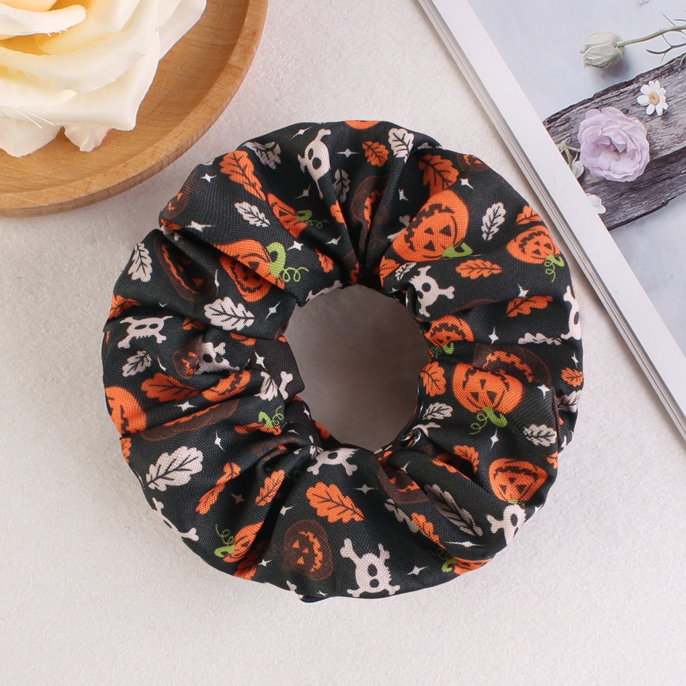 Women's Halloween Party Fabric Hair Scrunchies Colorful Skull Pattern