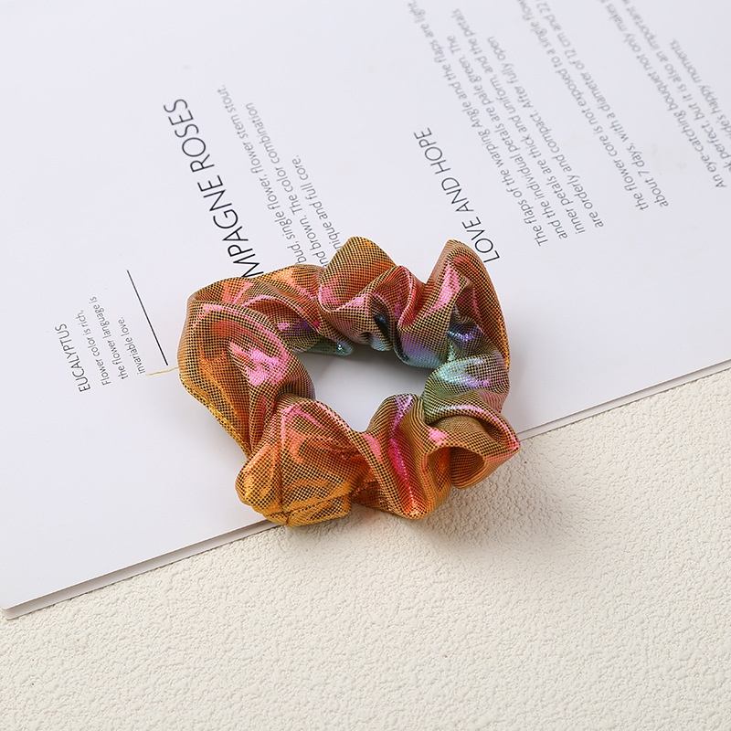 Women's Sparkly Large Bowknot Cloth Hair Tie Laser AB Rainbow