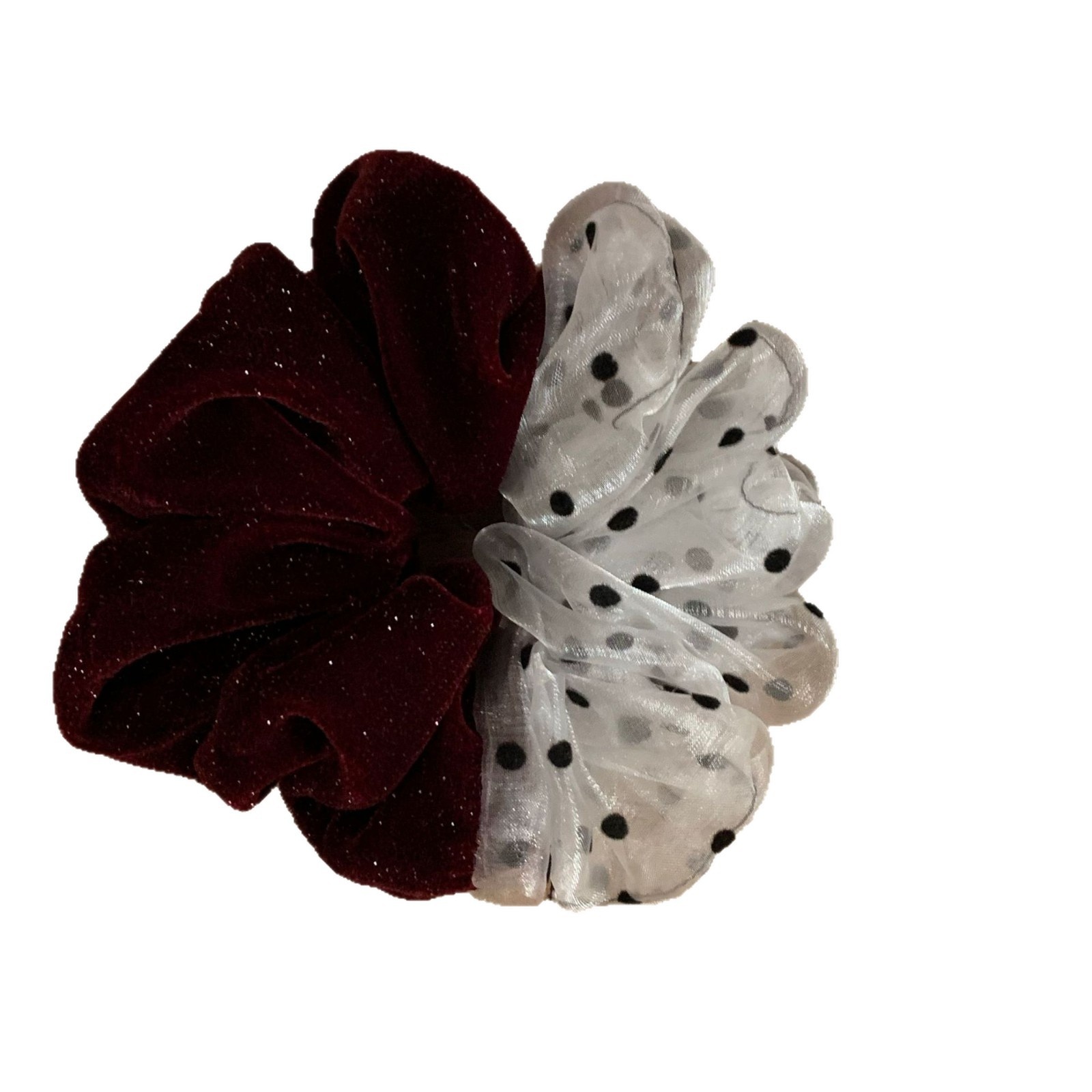 Women's Elegant Velvet Polka Dot Hair Tie Gradient Autumn Winter Scrunchie