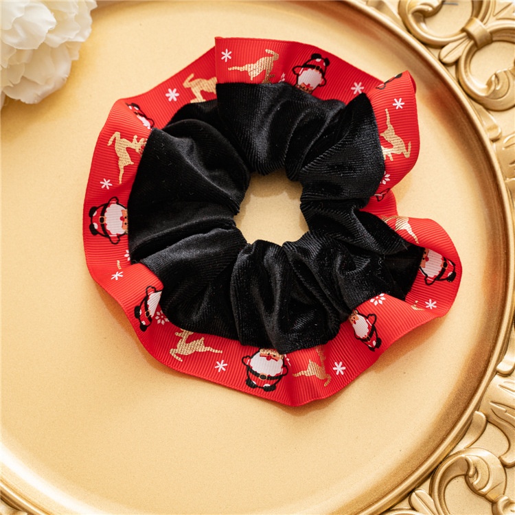 Girls Winter Warm Plush Fabric Hair Bands Cute Christmas Tree Red Blue