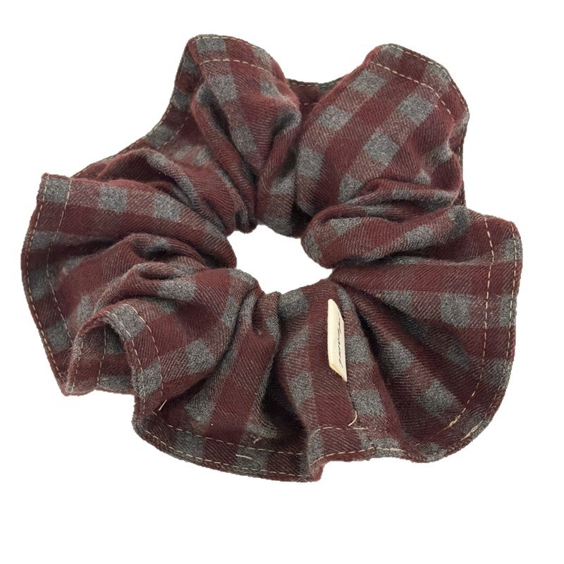 Women's Everyday Cloth Scrunchie Hair Tie Vintage Checkered Plaid