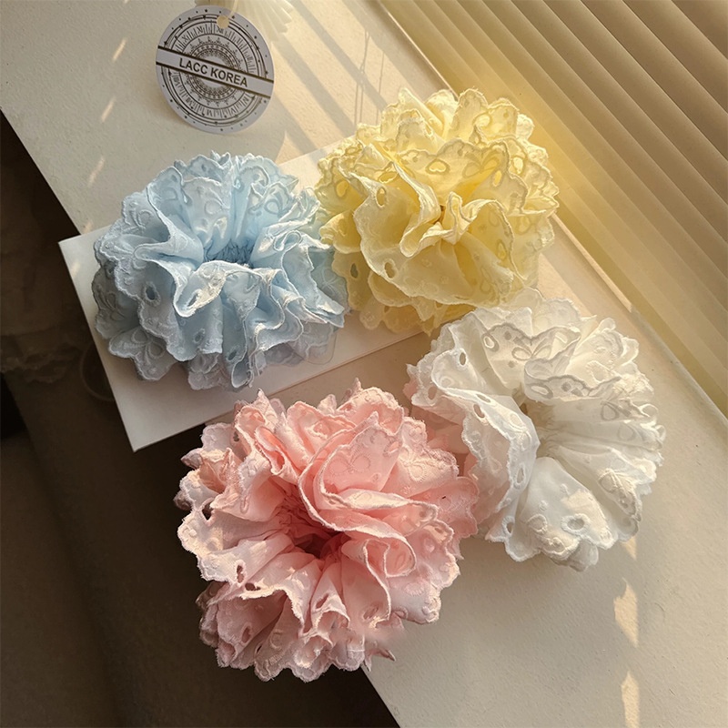 Women's Ballet Cloth Scrunchie Gentle Half Tie Hair Rope Lace Large Bow