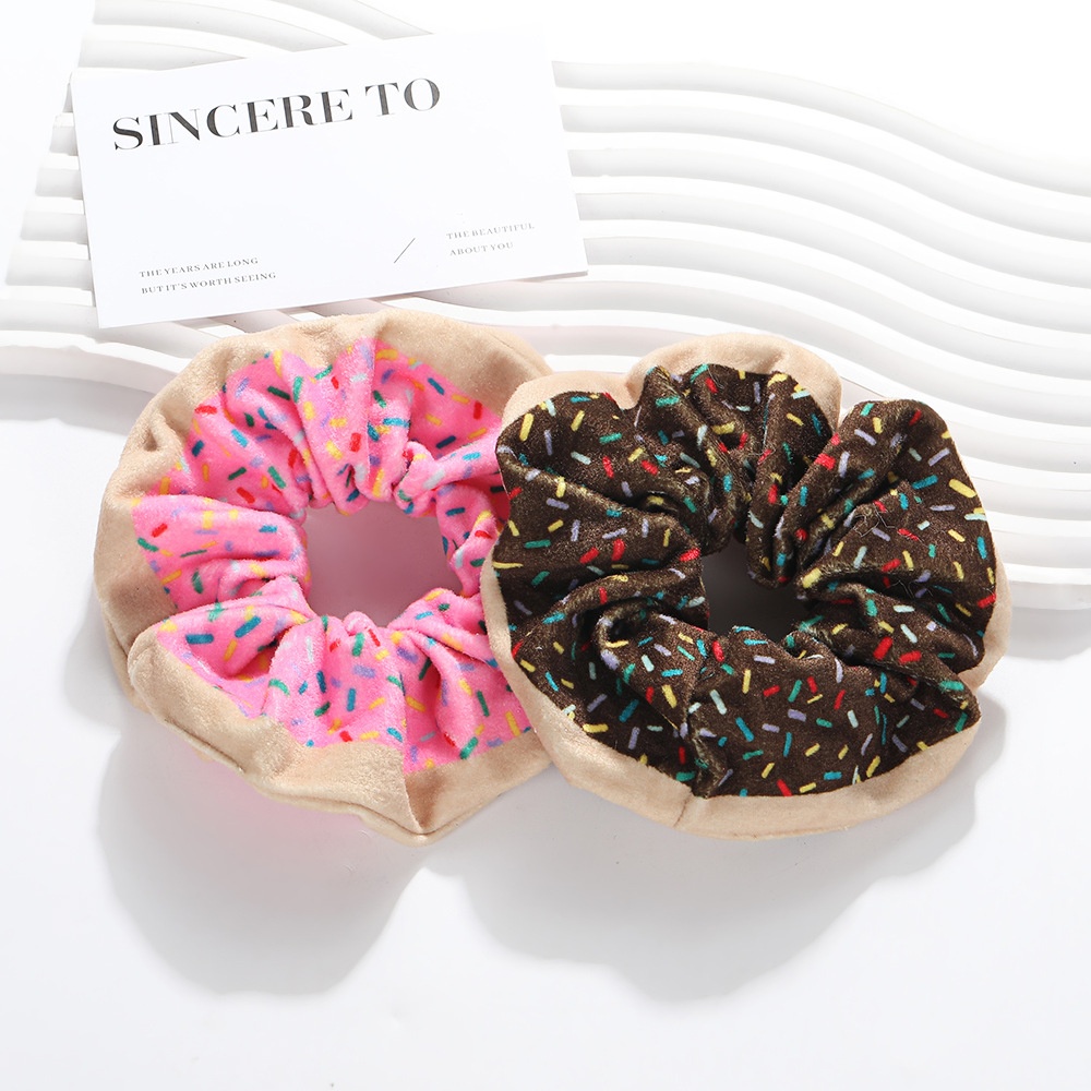 Women's Daily Cloth Hair Scrunchie Cute Donut Pattern