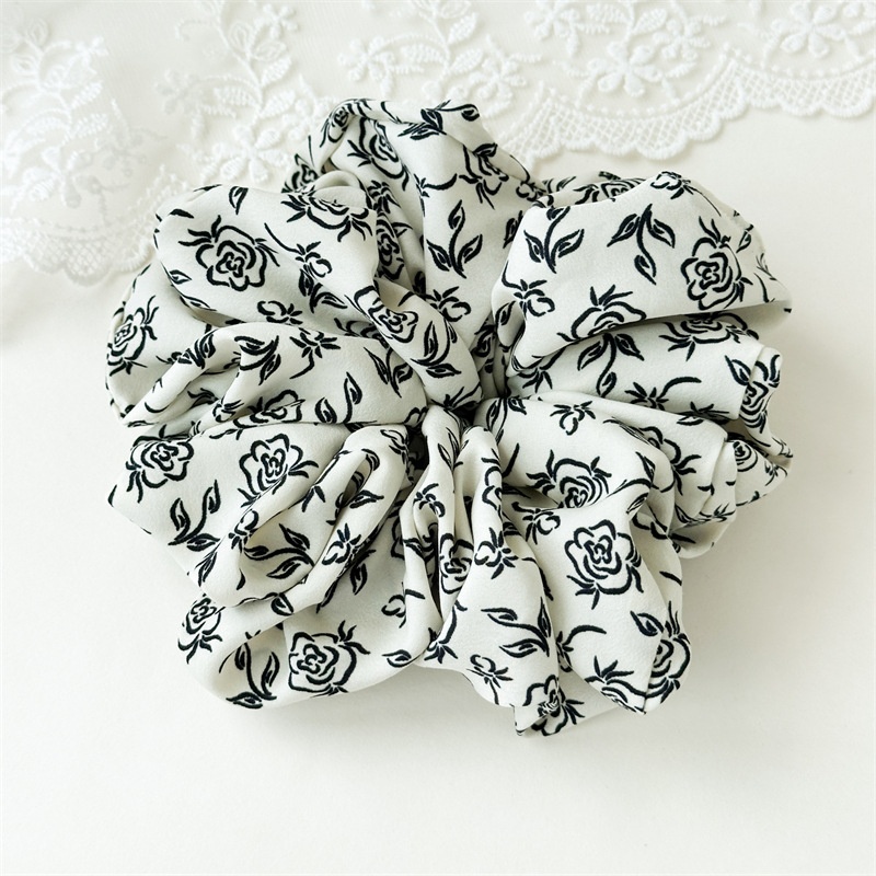 Women's High Elasticity Cloth Bun Hair Scrunchies Ink Painting Print