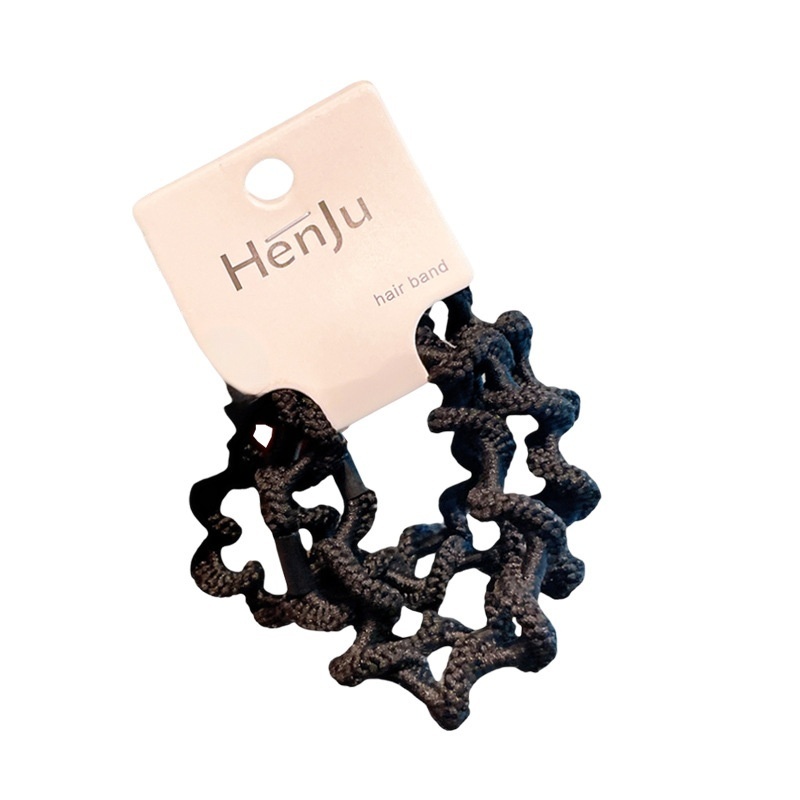 Women's 4pcs Daily Cloth Elastic Wave Hair Ties Milk Tea Color