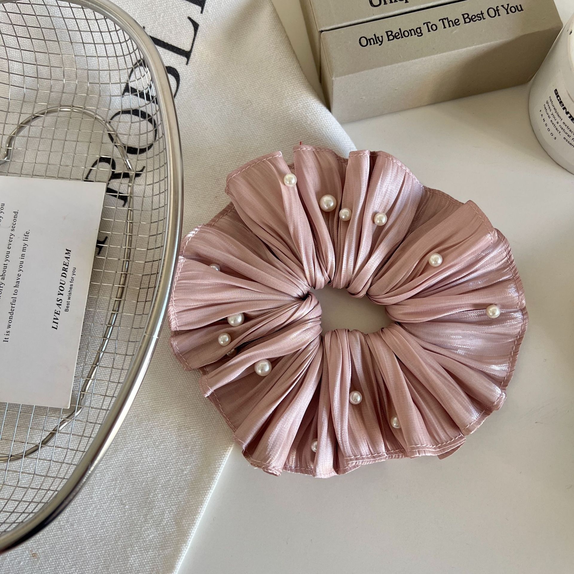 Women's Elegant Pearl Elastic Hair Ties Sweet Fairylike Solid Cloth Bands