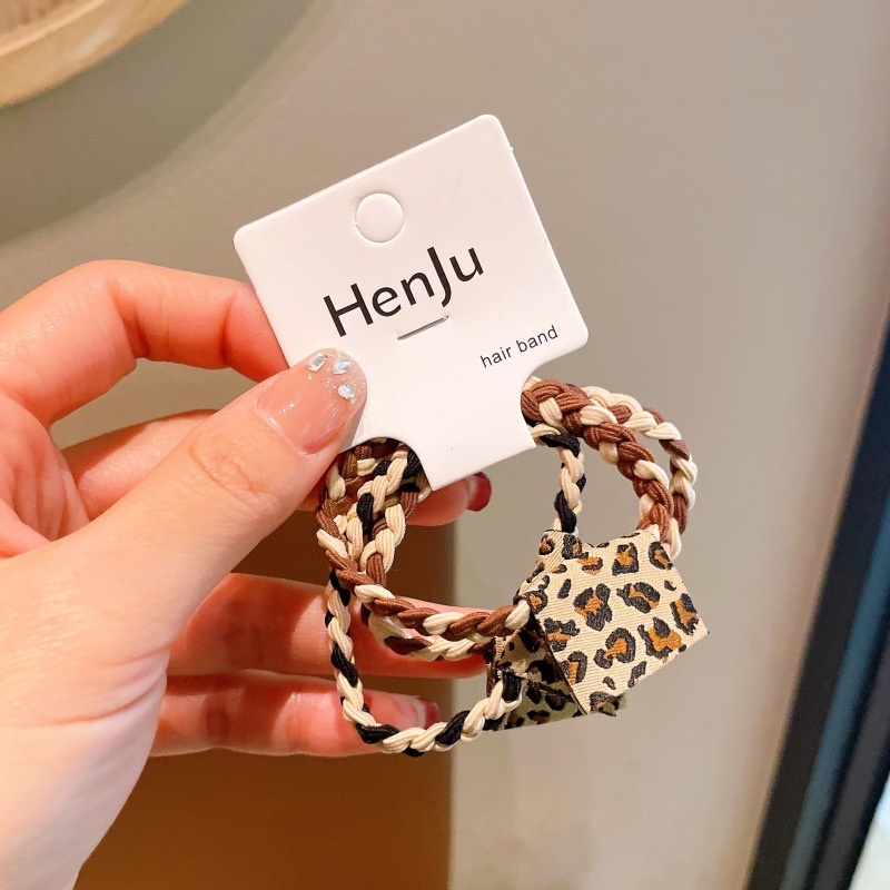 Women's High Elasticity All-Season Hair Ties Black And White Plaid Denim