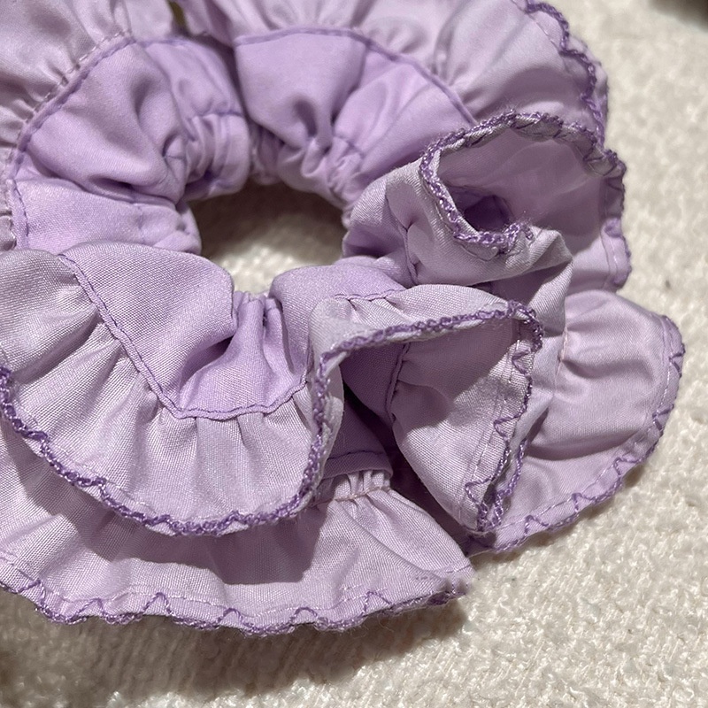 Women's Elegant French Lace Embroidery Ruched Hairband Gentle Purple