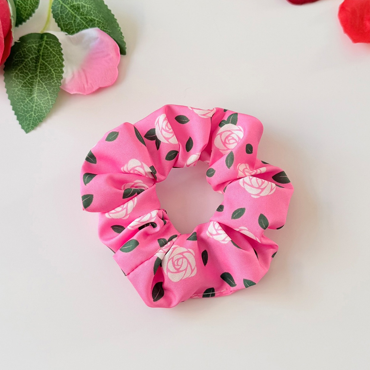 Women's Valentine Cloth Hairband Pink Rose Heart Leopard Print