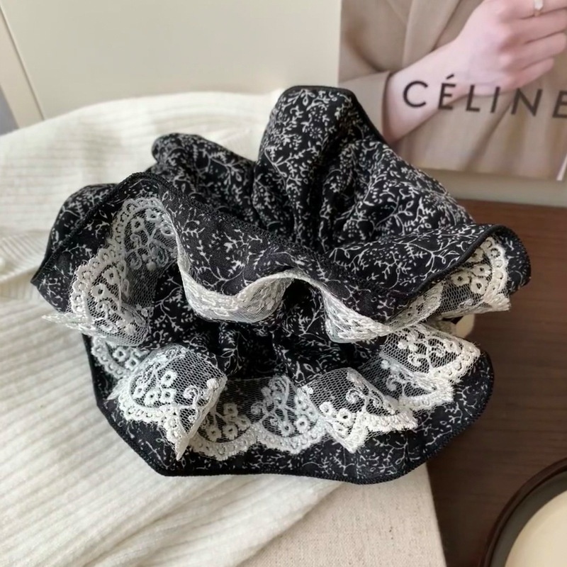 Women's Elegant Large Cloth Scrunchie Banquet Hair Tie Ditsy Floral