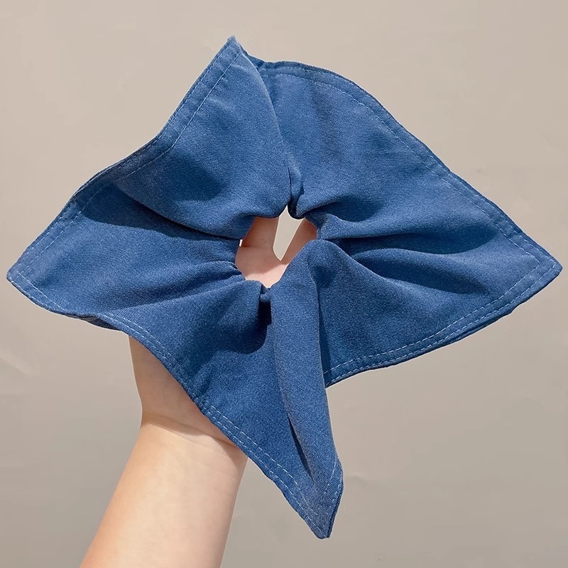 Women's Elegant Square Scarf Scrunchie Chic Cloth Ponytail Hair Tie