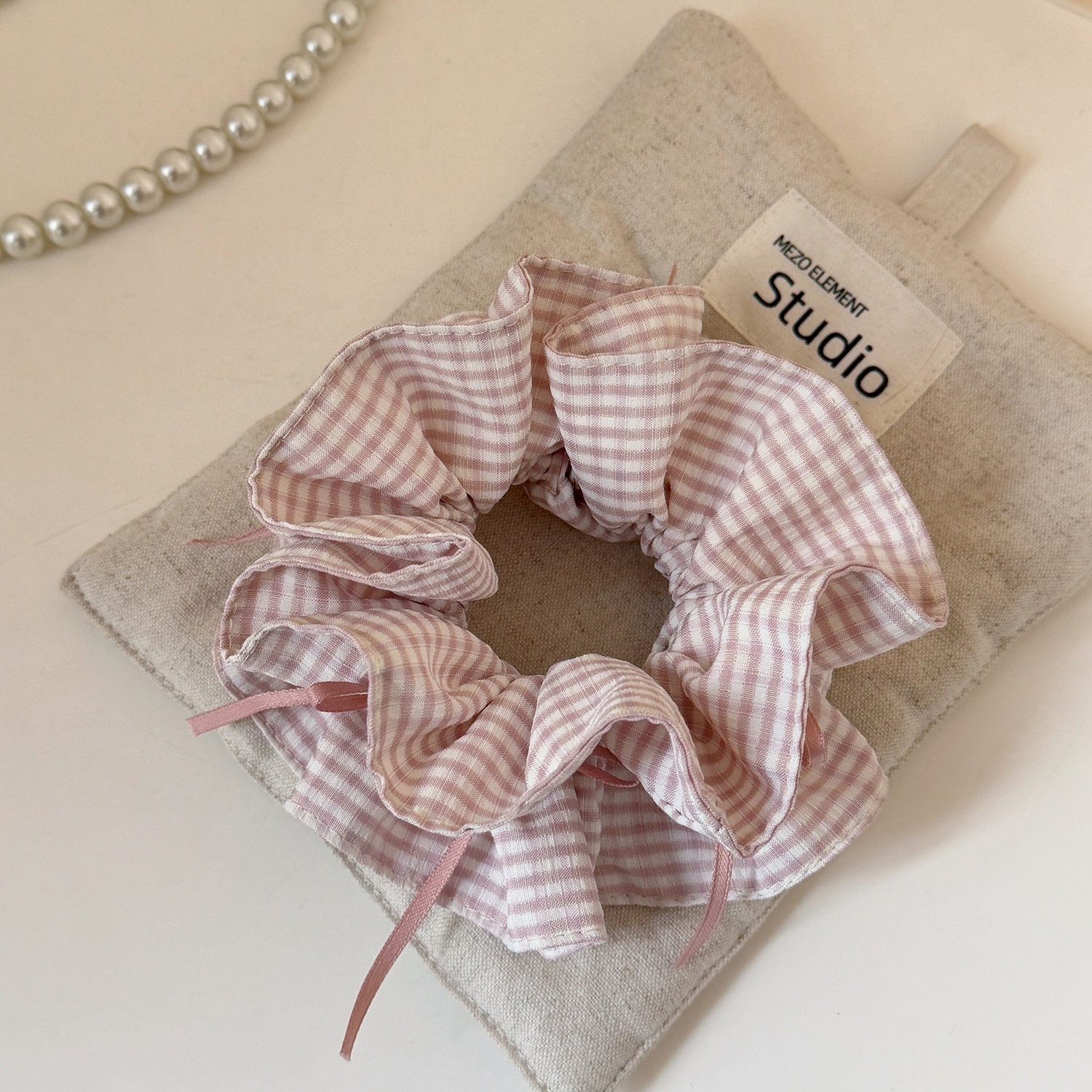 Women's Sweet Spring Soft Cloth Bowknot Hair Tie Accessory Blue Plaid