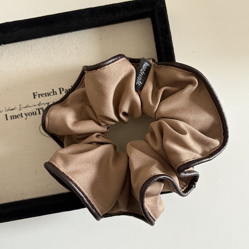 Women's French Style Color Block Hair Tie, Black Cloth Spring Accessory