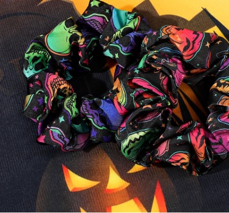 Women's Elastic Halloween Hair Tie Funny Pumpkin Skull Pattern