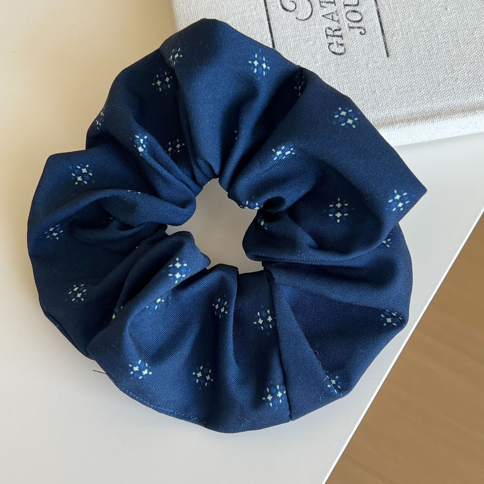 Women's Elegant Fabric Scrunchie Hair Tie Triangle Clip Galaxy Polka Dots