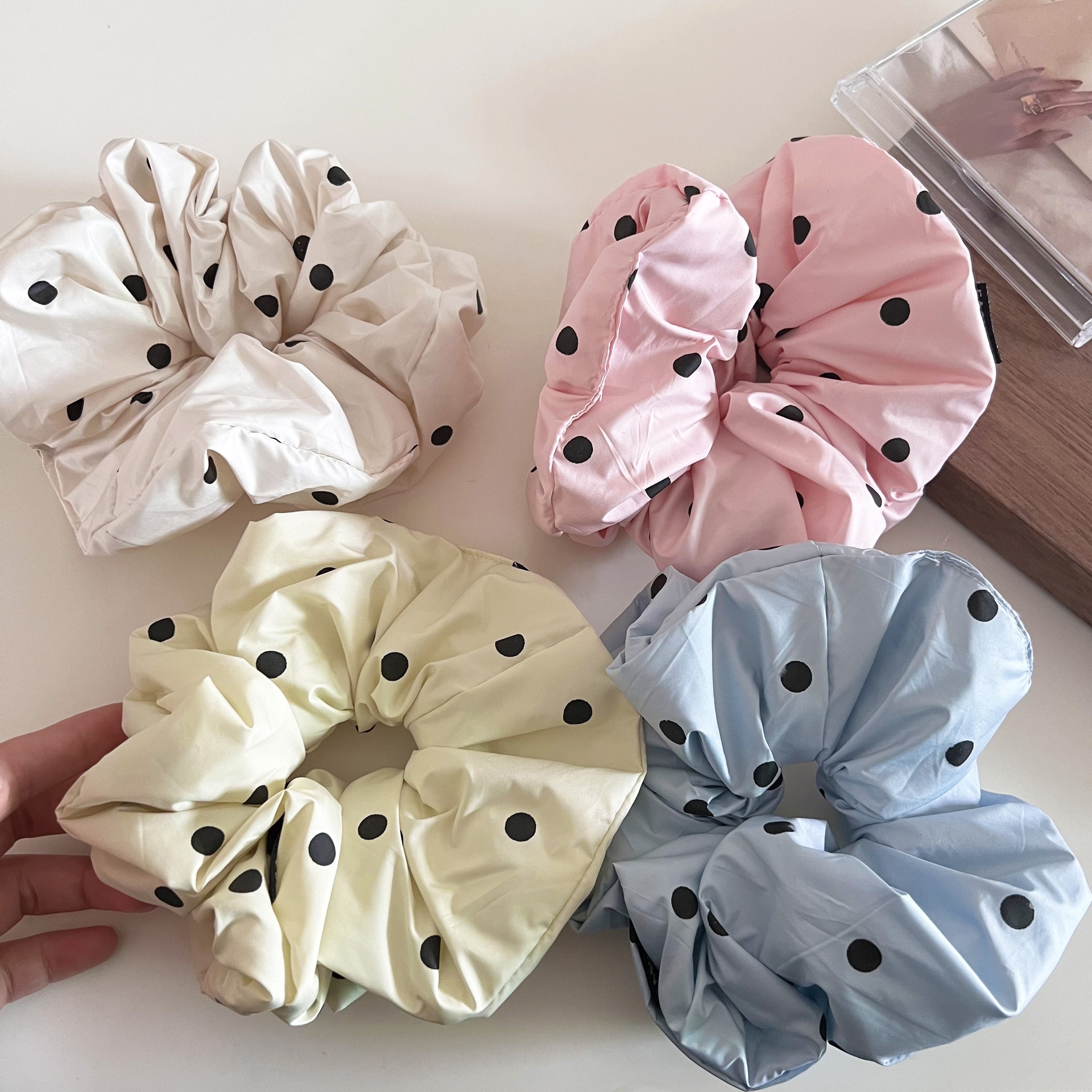 Women's Soft Cloth Multifunctional Large Bow Hair Tie Casual Summer Polka Dots