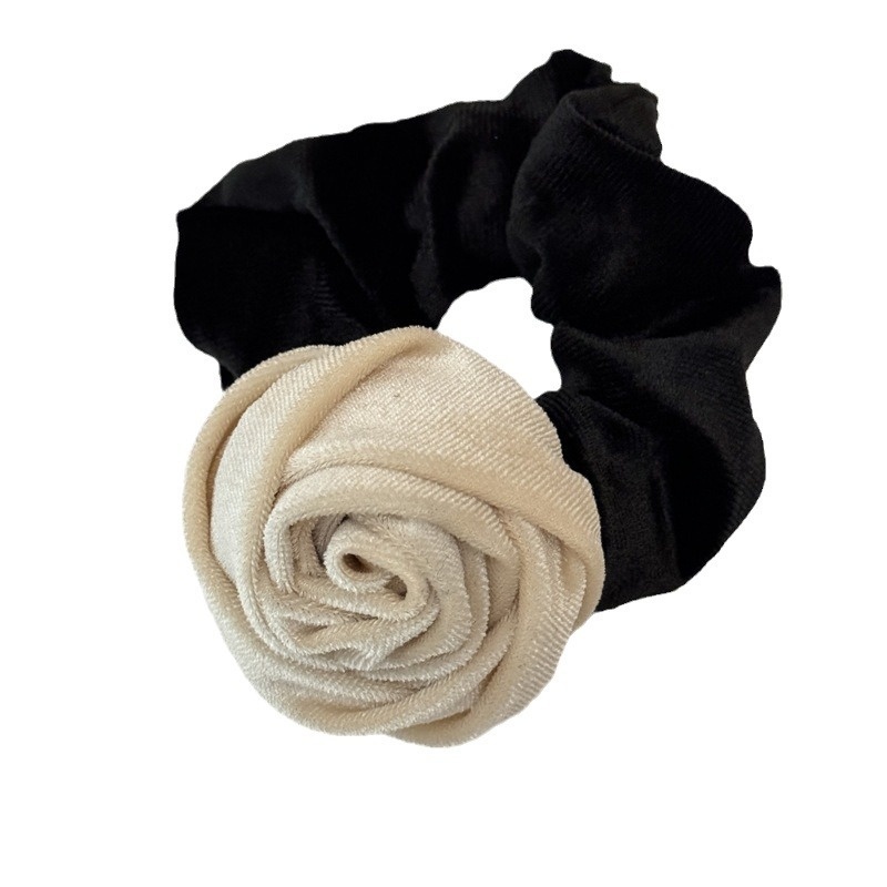 Women's Elegant Retro Velvet Hair Tie For Winter Styling Black Rose
