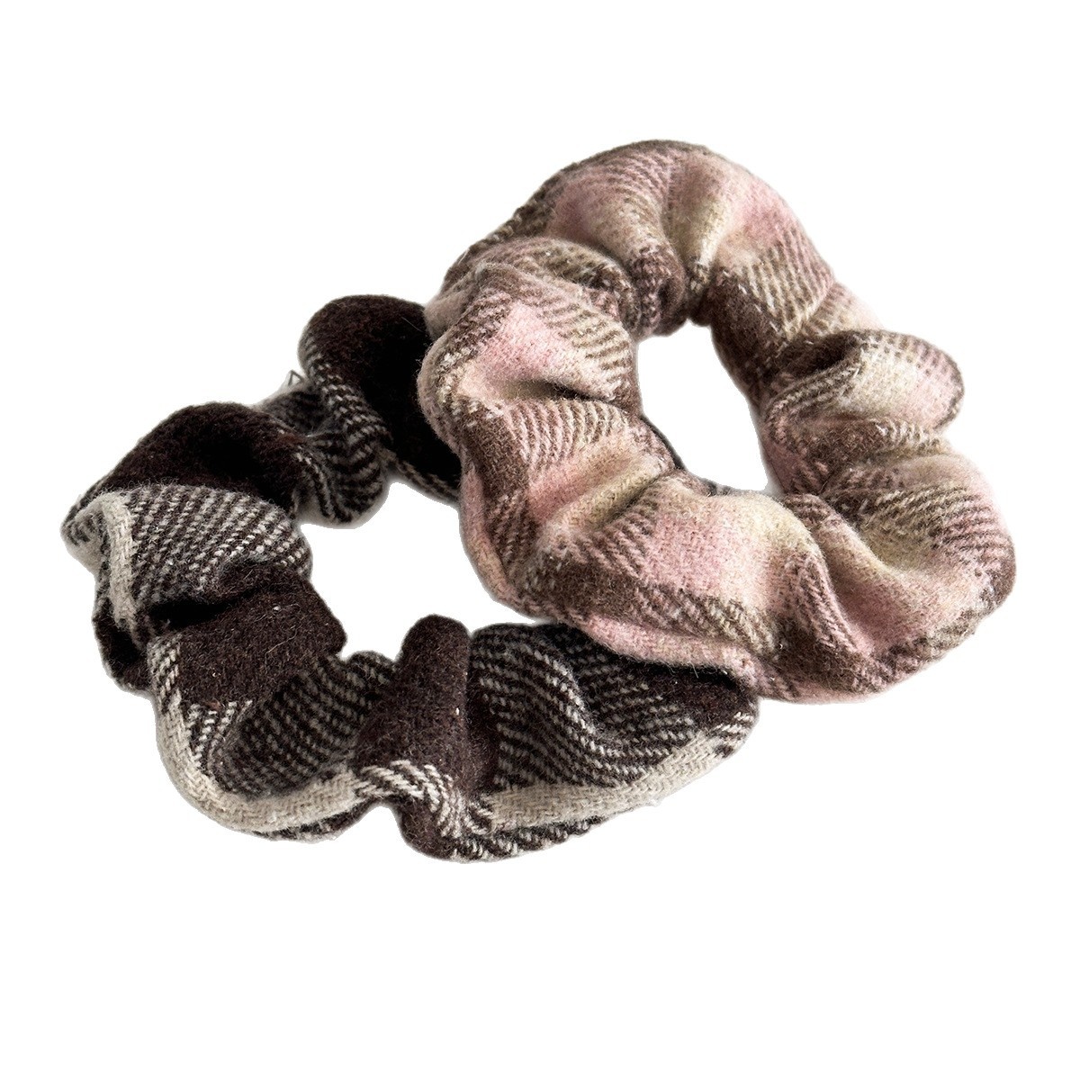 Women's Retro Autumn Winter Polyester Hair Scrunchie Pink Lattice