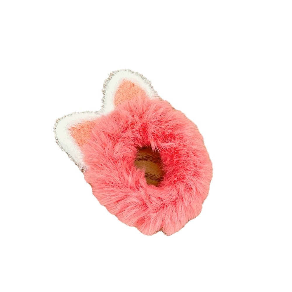 Girls Autumn Winter Plush Cat Ear Ponytail Hair Tie Macaron Colors