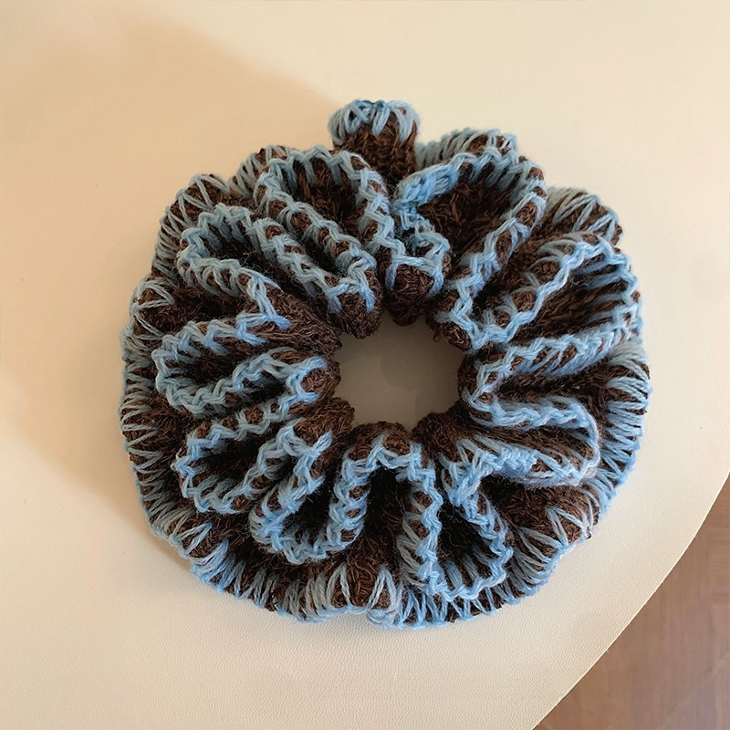 Women's Retro Knitted Winter Bun Hairband Coffee Blue Mixed Color