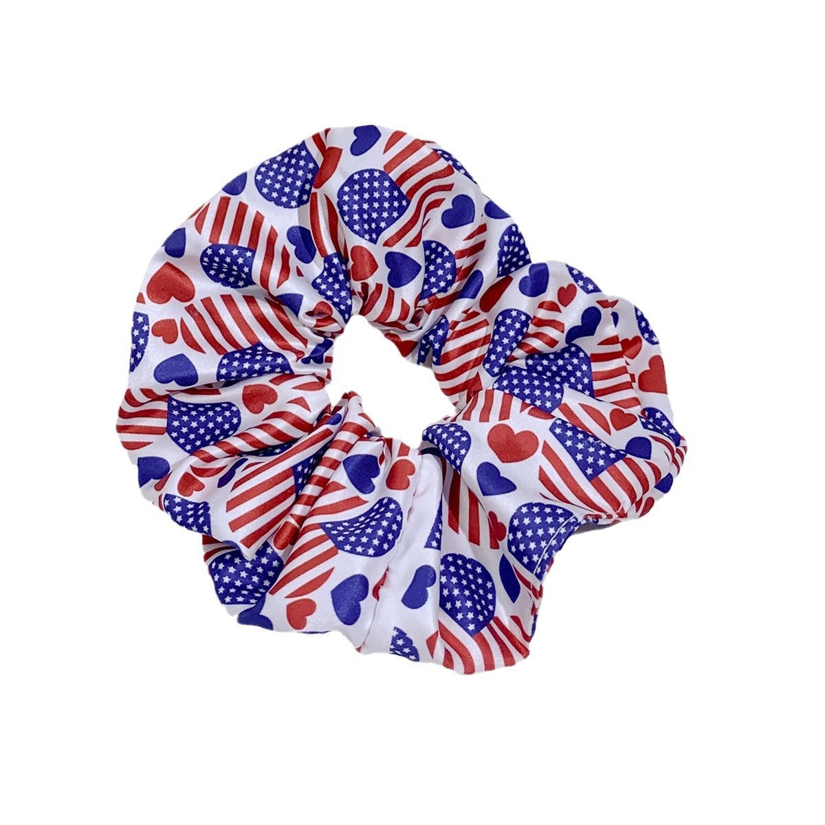 Women's Handmade Cloth Scrunchie Hair Tie American Flag Independence Day
