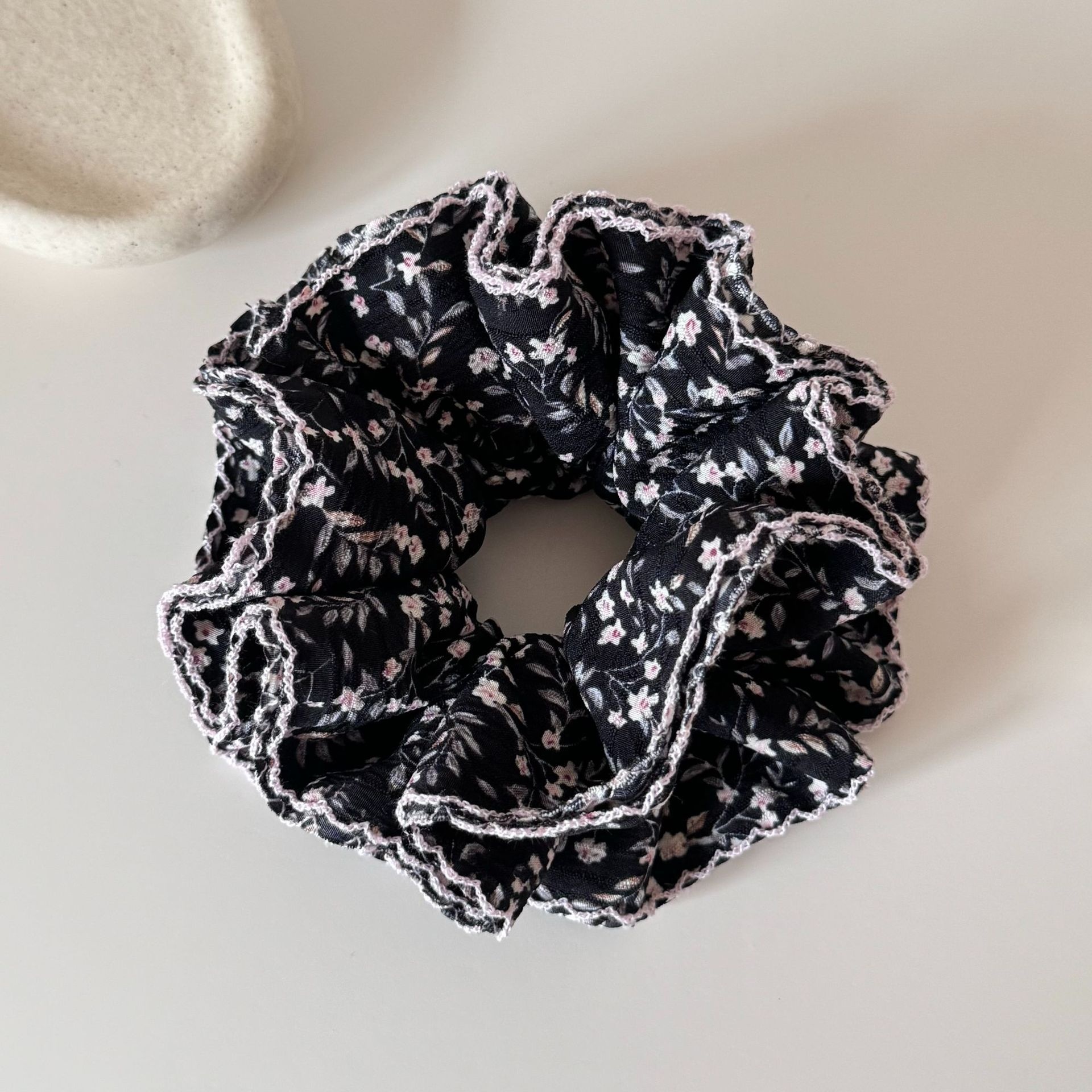 Women's Spring Polyester Hair Claws Clip Ditsy Floral Black Beige