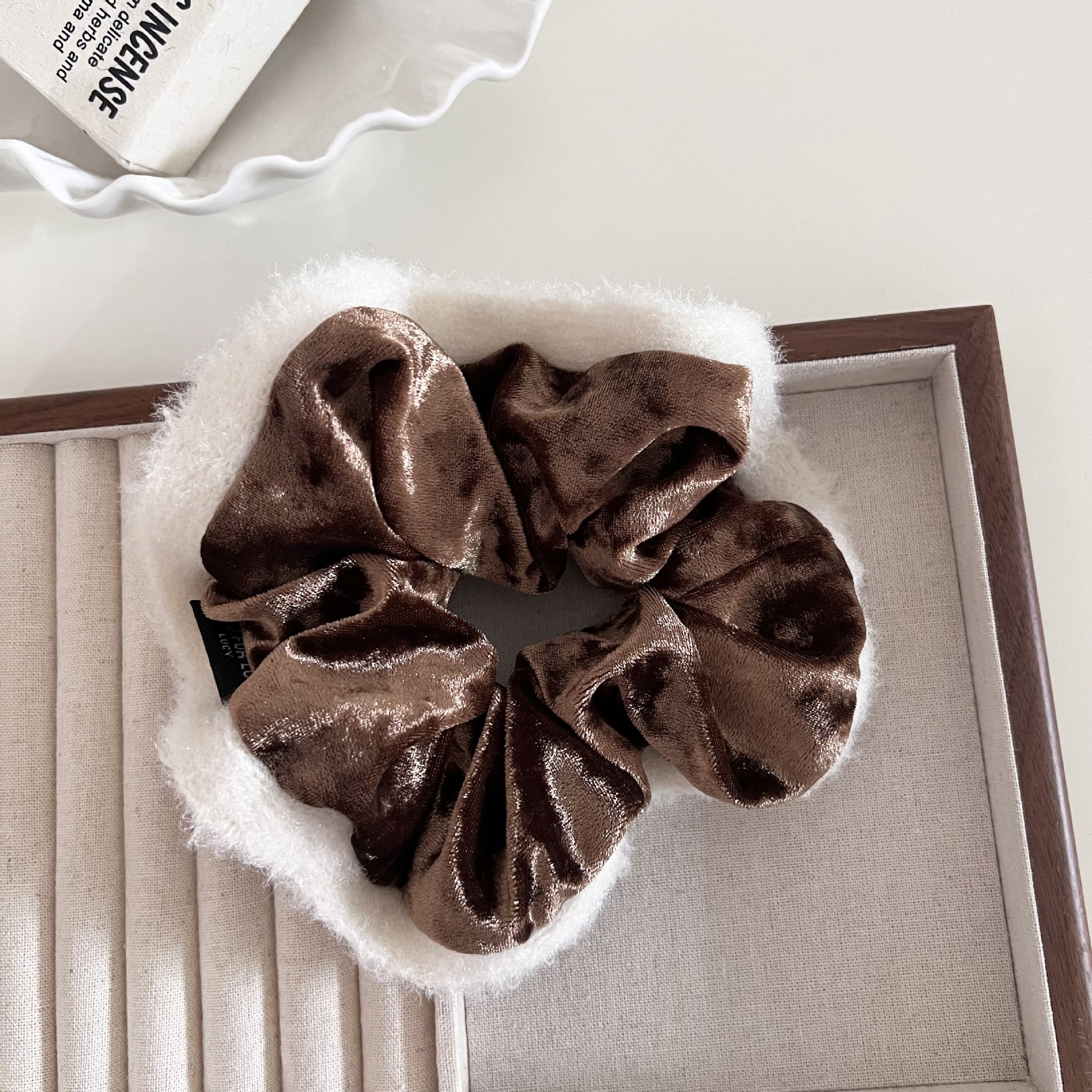 Women's Winter Flannel Christmas Low Bun Hair Tie Soft Scrunchie Solid Color